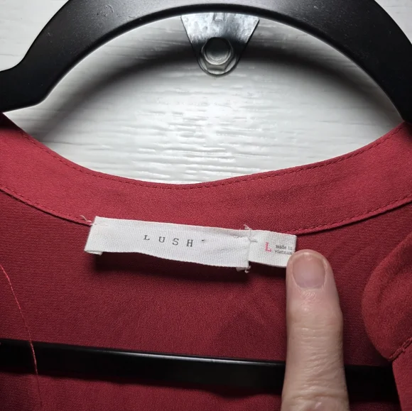 Lush Raspberry Split-Neck Roll-Tab Tunic - Picture 2 of 3